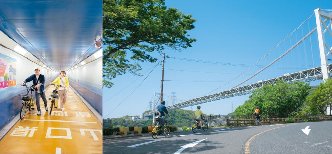 関門橋と関門トンネルの人道入口の写真 関門橋と関門トンネルの人道入口の写真