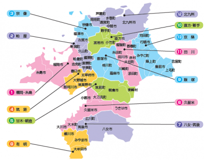 障害者就業・生活支援センターの場所を示す地図です