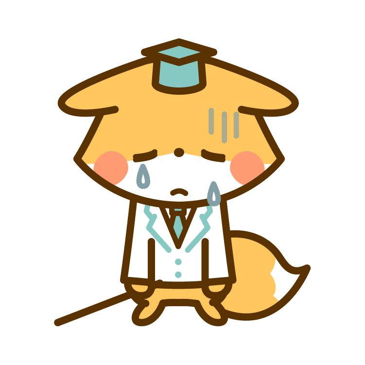 きつね先生　泣く
