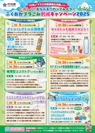 ふくおかプラごみ削減キャンペーンのチラシの裏面です。