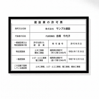 許可票（アップ）　参考例