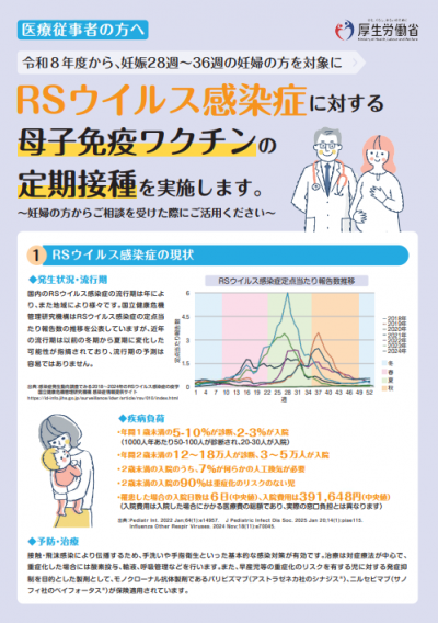 RSウイルスワクチンリーフレット　医療従事者向け