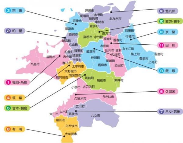 障害者就業・生活支援センターの場所を示す地図です