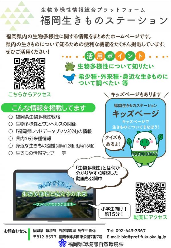 「福岡生きものステーション」周知リーフレット　表