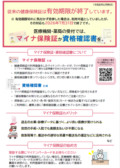 健康保険証の有効期限終了に伴う今後の医療機関・薬局の受診時等の対応