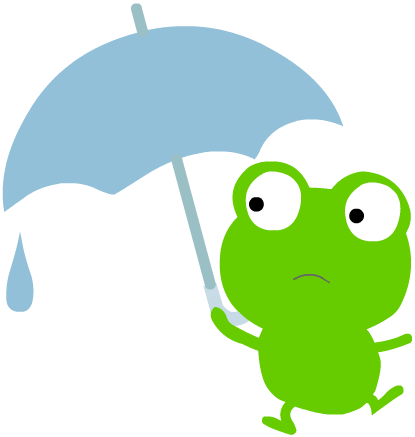 傘をさすかえるのイラスト