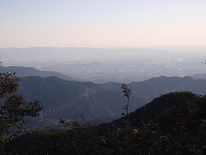 三郡山中腹より見下ろす筑後平野、耳納山地