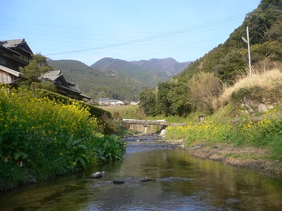 秋月の野鳥川より見上げる古処山