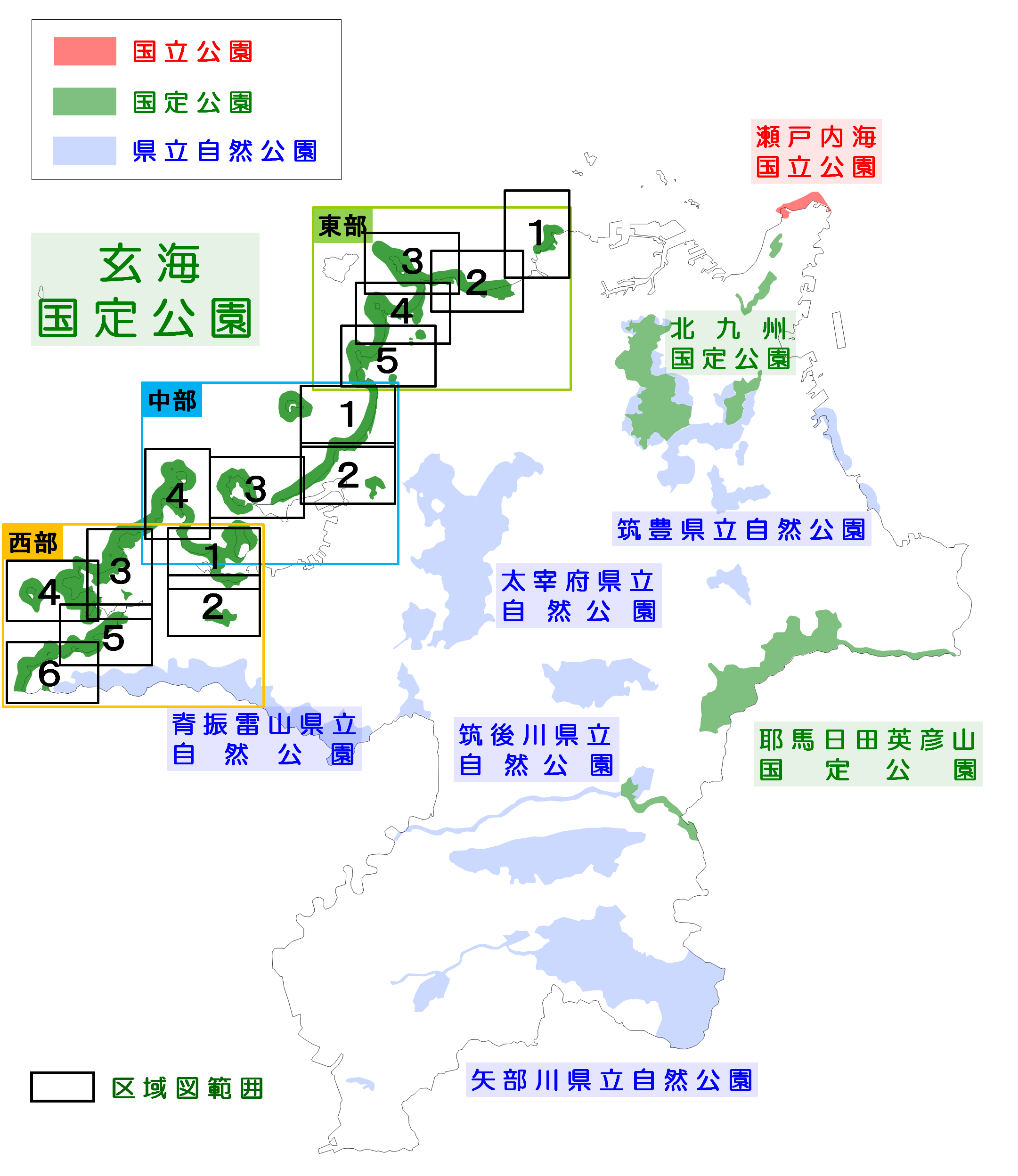 玄海国定公園区域図の範囲