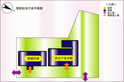 豊前総合庁舎の敷地案内図